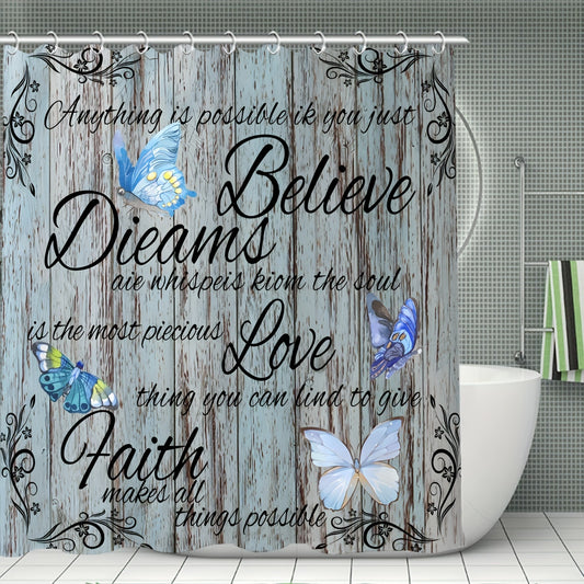 Faith Makes All Things Possible Christian Shower Curtain or Set With 12 Hooks claimedbygoddesigns