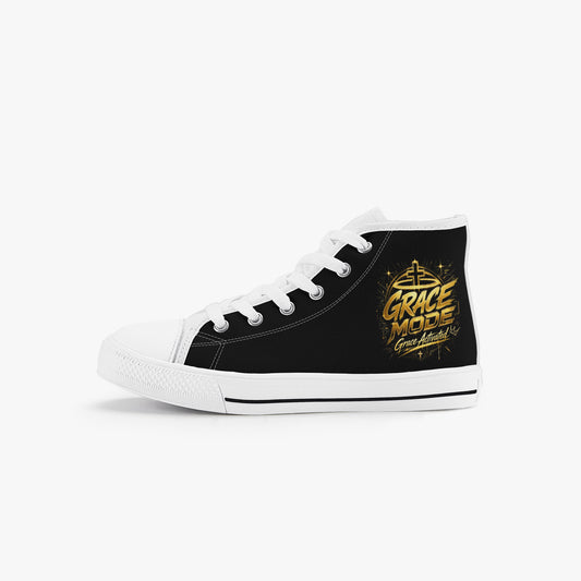 Grace Mode Activated Christian Kid’s High - Top Canvas Shoes - ClaimedbyGodDesigns