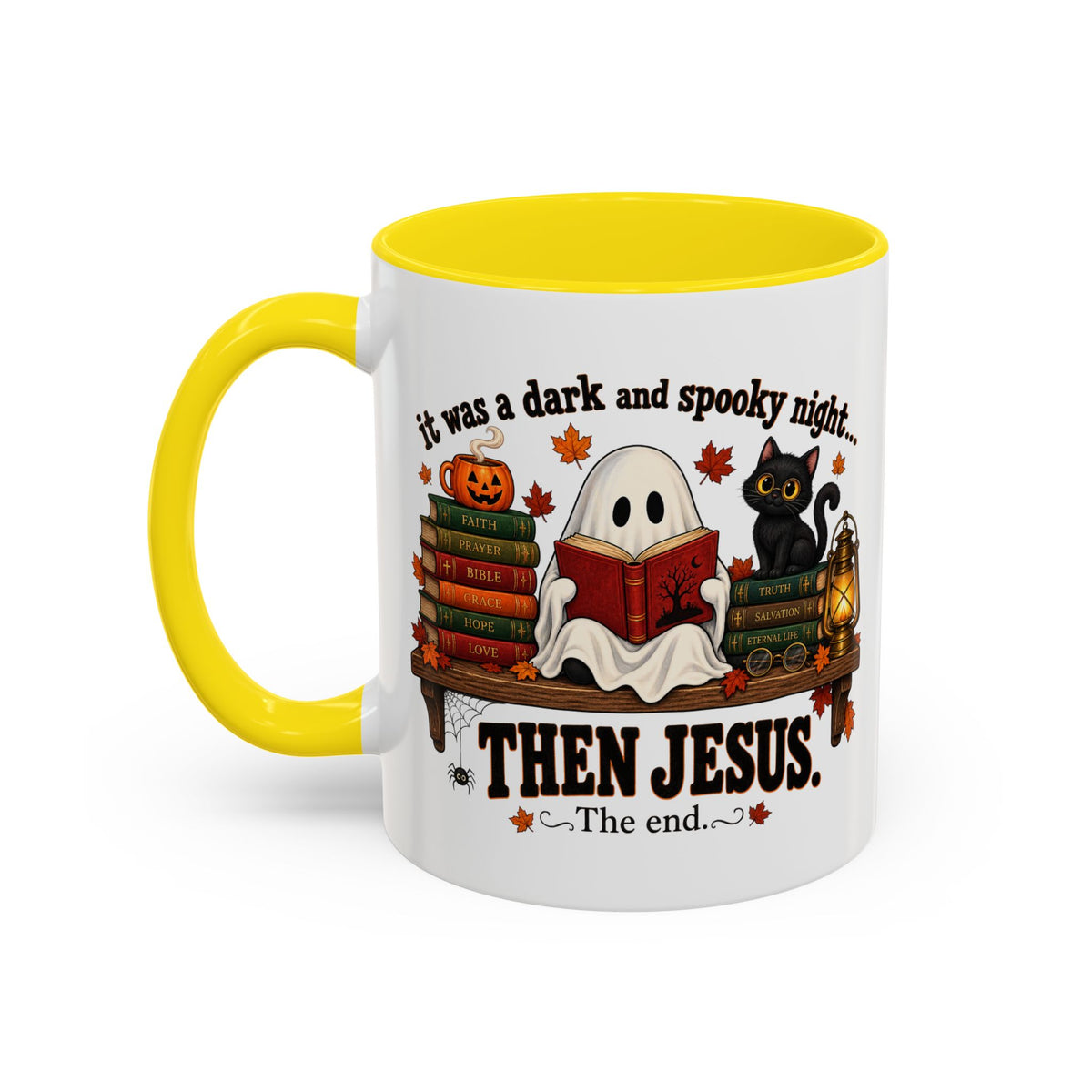 Halloween Christian Coffee Mug — “It Was a Dark and Spooky Night… Then Jesus” Accent Mug