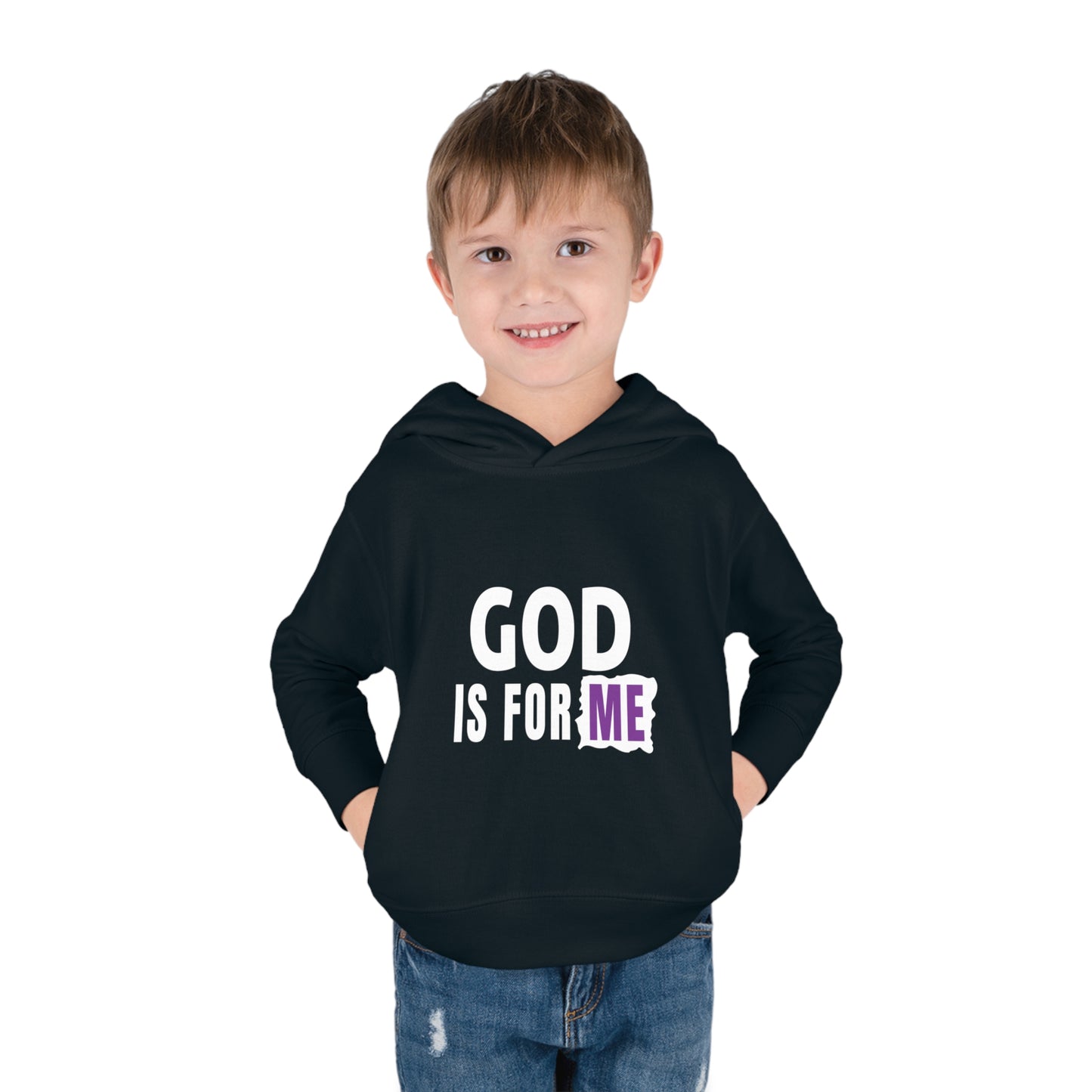 God Is For Me Christian Toddler Pullover Fleece Hoodie Printify