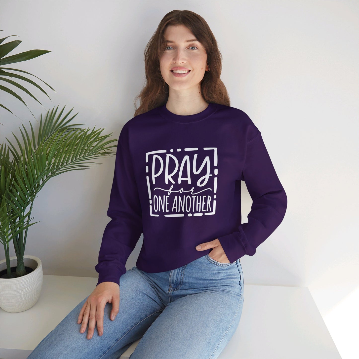 Pray For One Another Don't Quit Unisex Heavy Blend™ Crewneck Christian Sweatshirt