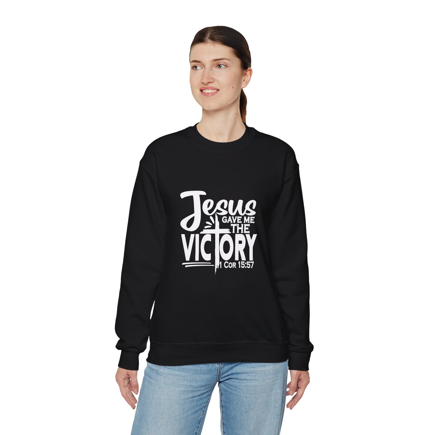 Jesus Gave Me The Victory Unisex Heavy Blend™ Crewneck Christian Sweatshirt