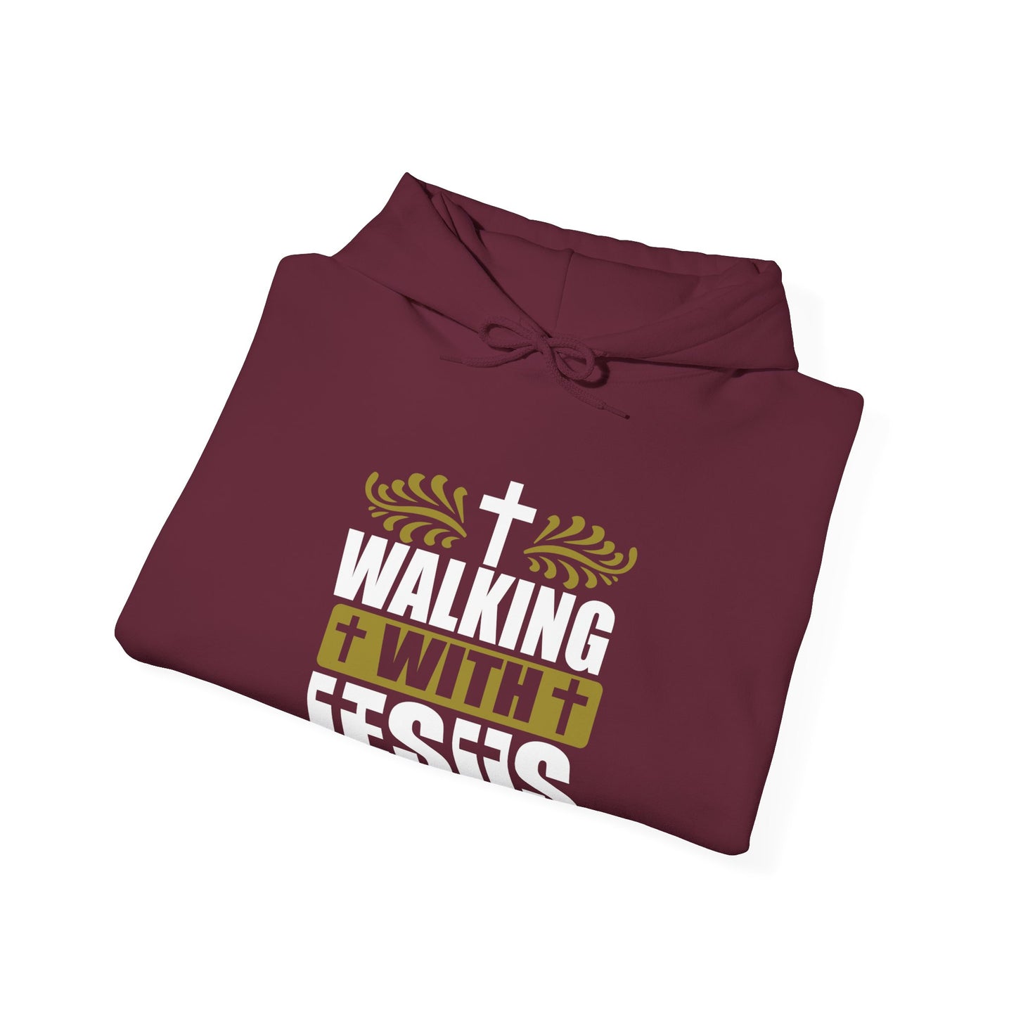 Walking With Jesus Unisex Christian Pullover Hooded Sweatshirt