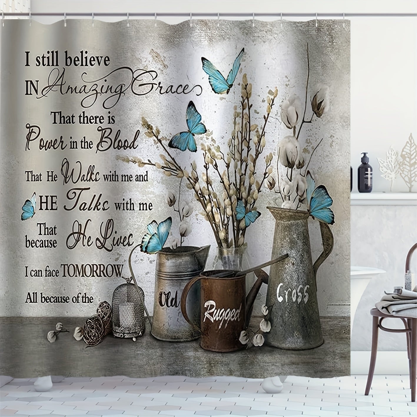I Still Believe In Amazing Grace Shower Curtain With 12 Hooks 72*72in claimedbygoddesigns