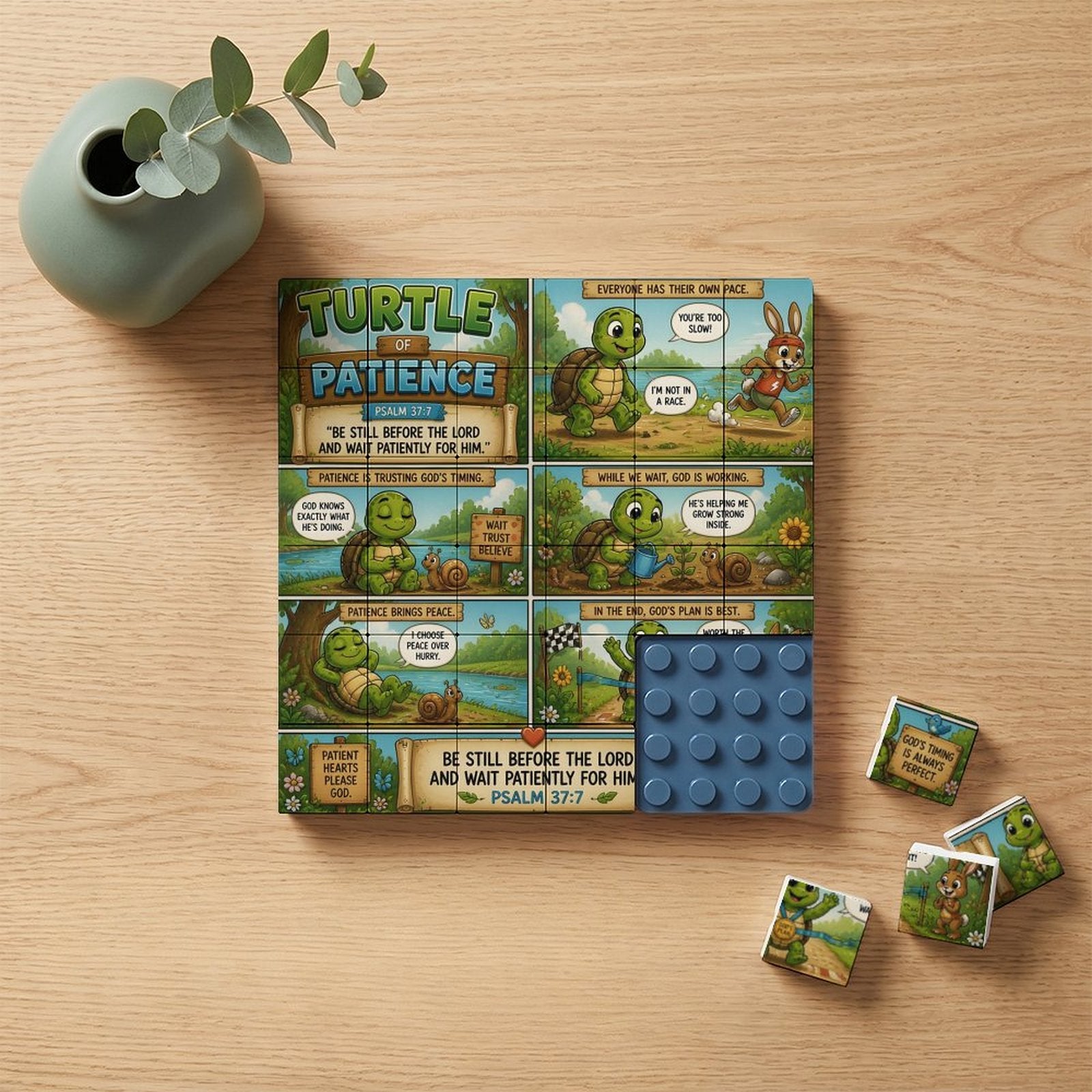 Turtle of Patience – Building Block Puzzle Ornament - ClaimedbyGodDesigns