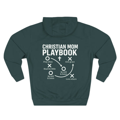 Cozy Christian Mom Playbook Women's Fleece Hoodie for Comfort, Casual Wear, Gift for Holidays, Warm Layering, Ideal for Relaxing Days - ClaimedbyGodDesigns