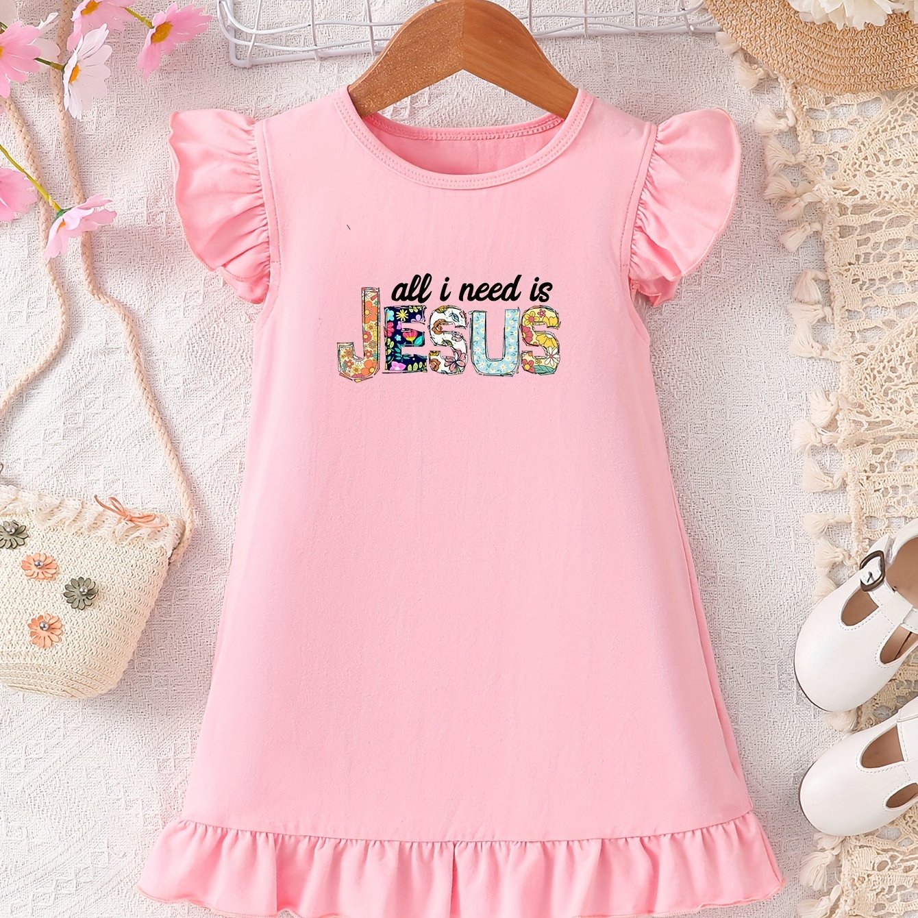 All I Need Is Jesus Christian Toddler Dress claimedbygoddesigns