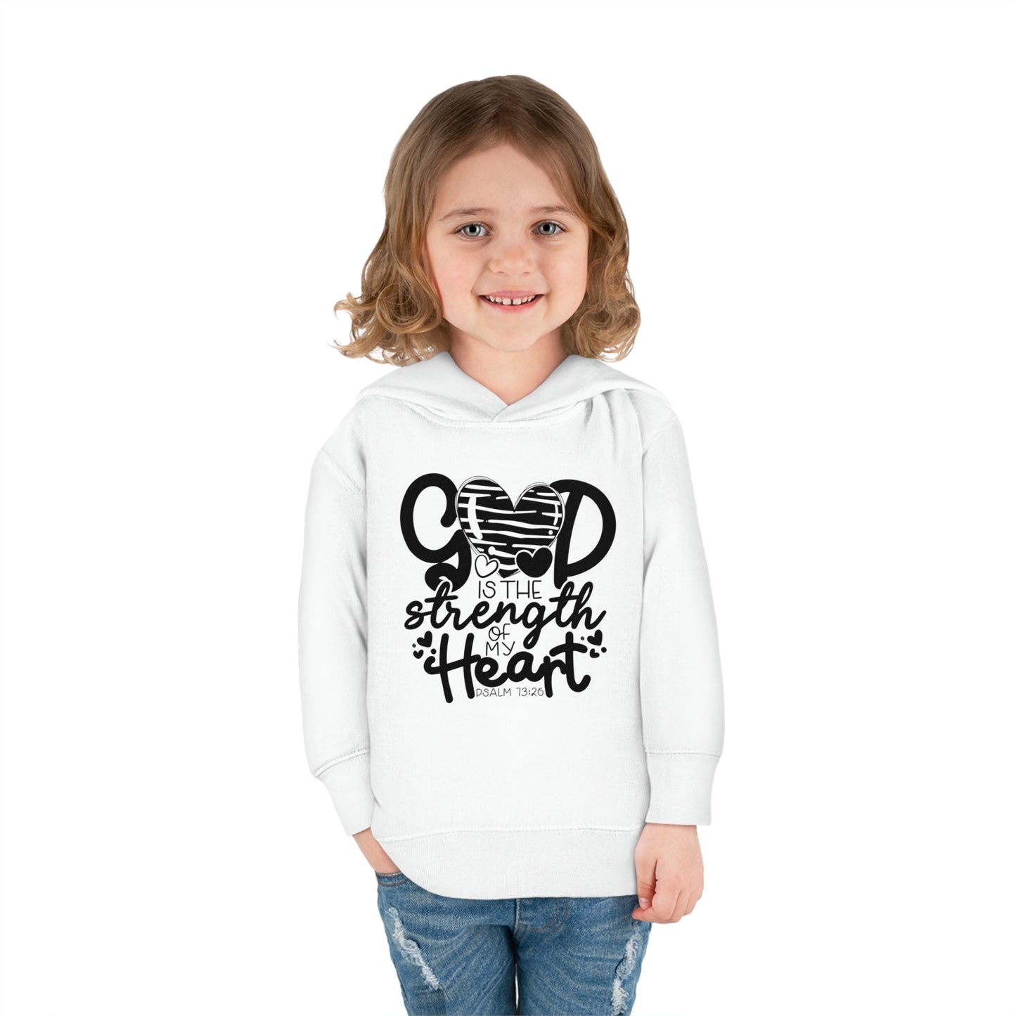 God Is The Strength Of My Heart Christian Toddler Pullover Fleece Hooded Sweatshirt