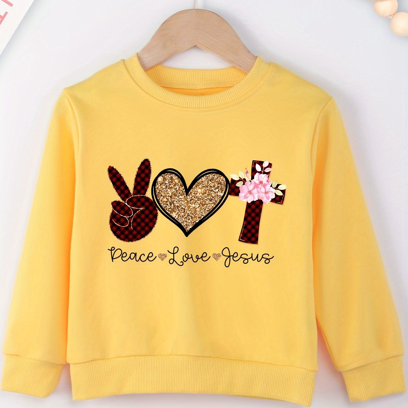 Peace, Love & Jesus Youth Christian Pullover Sweatshirt claimedbygoddesigns