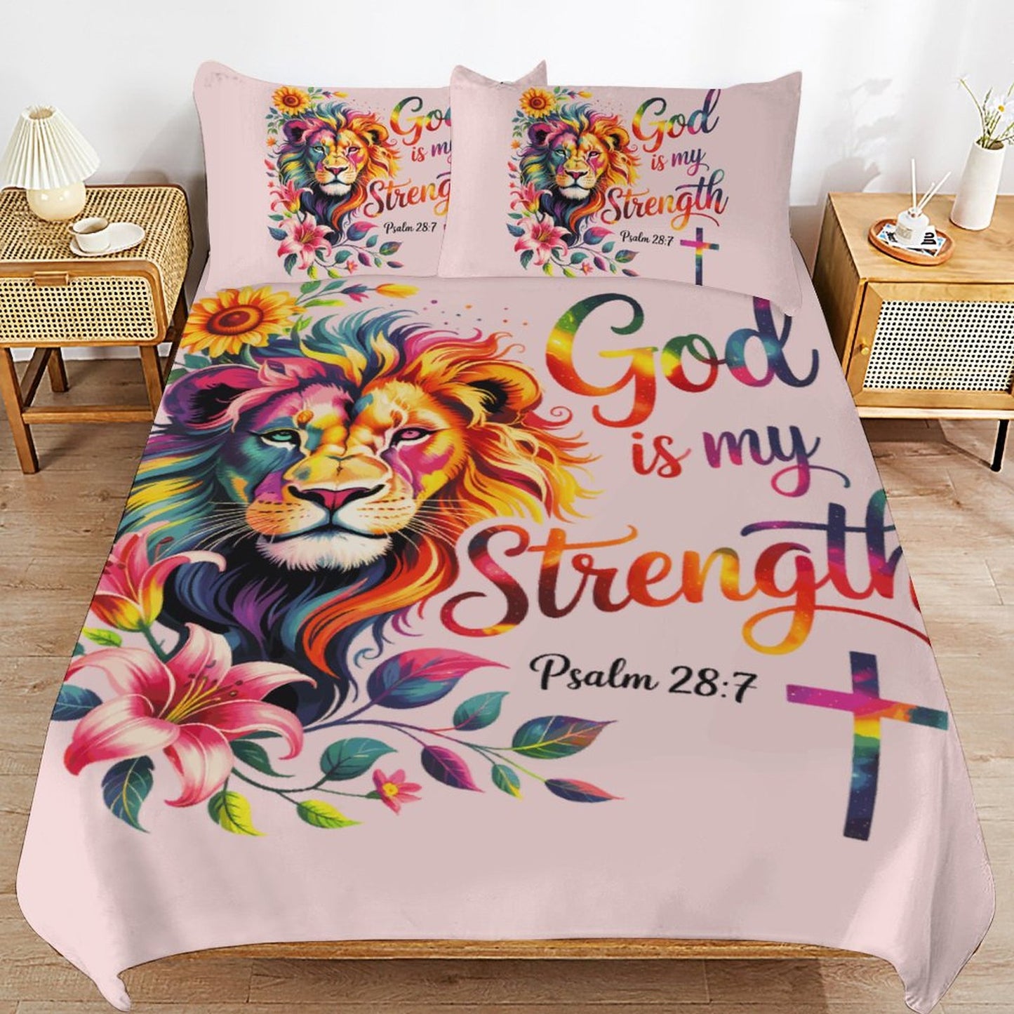 He Is My Strength 3 - PieceChristian Comforter Bedding Set - Full/Twin - ClaimedbyGodDesigns