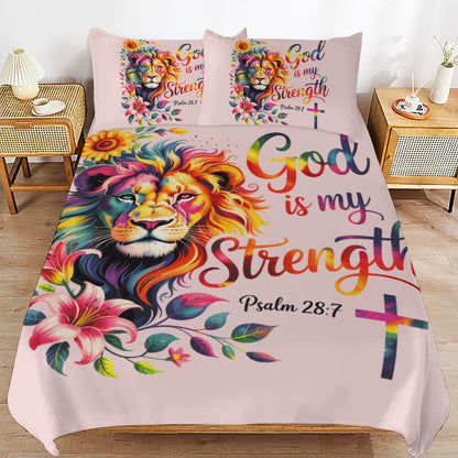 He Is My Strength 3 - PieceChristian Comforter Bedding Set - Full/Twin - ClaimedbyGodDesigns
