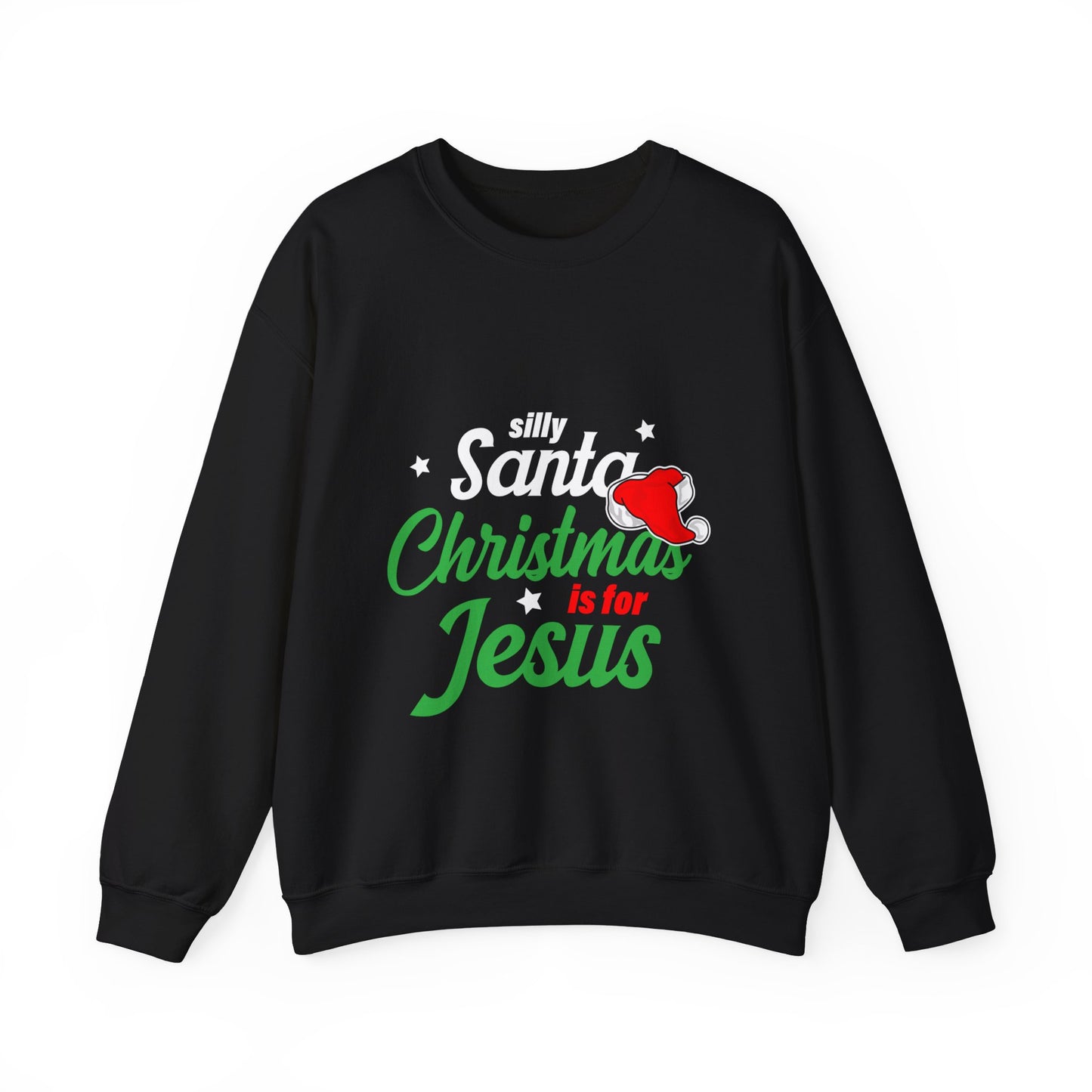 Silly Santa Christmas Is For Jesus (Christmas Themed) Unisex Heavy Blend™ Crewneck Christian Sweatshirt