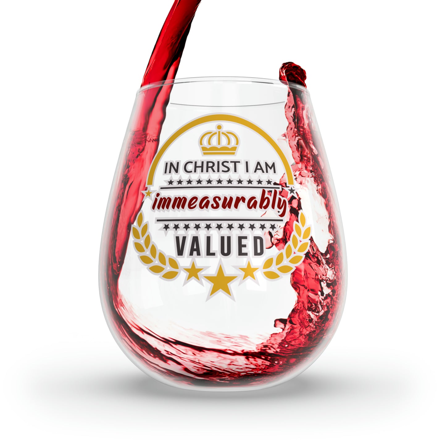 In Christ I Am Immeasurably Valued Stemless Wine Glass, 11.75oz