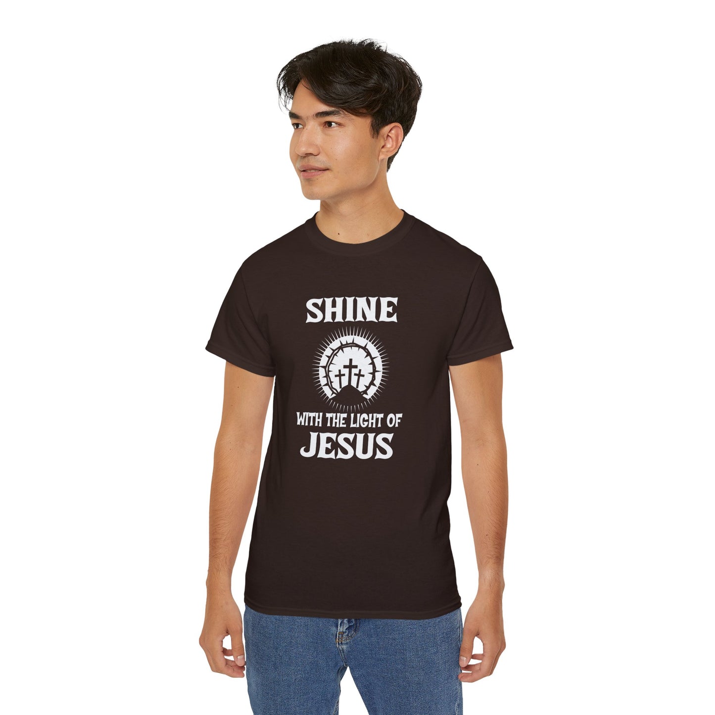 Shine With The Light Of Jesus Unisex Christian Ultra Cotton Tee Printify