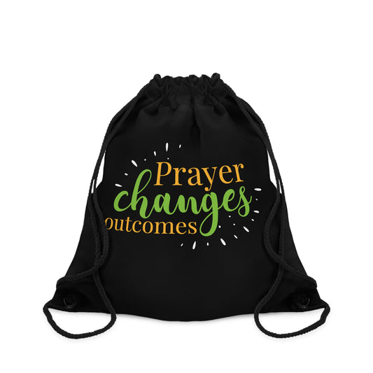 Prayer Changes Outcomes Drawstring Bag