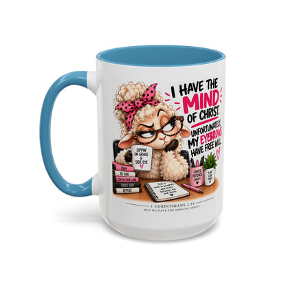 Christian Coffee Mug – "I Have the Mind of Christ" Funny Sheep Design (11/15 oz)