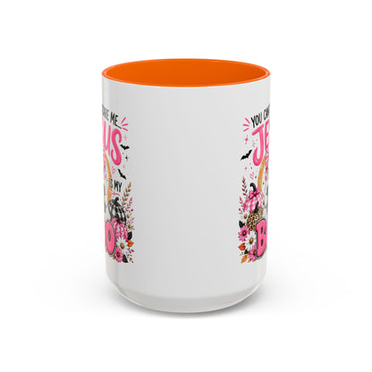 You Can’t Scare Me Jesus Is My Boo Coffee Mug — Halloween Christian Accent Mug