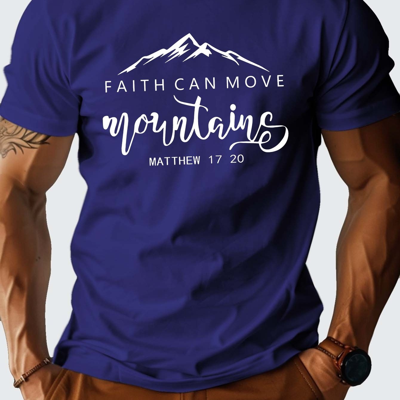 FAITH CAN MOVE Mountains Men's Christian T-shirt claimedbygoddesigns