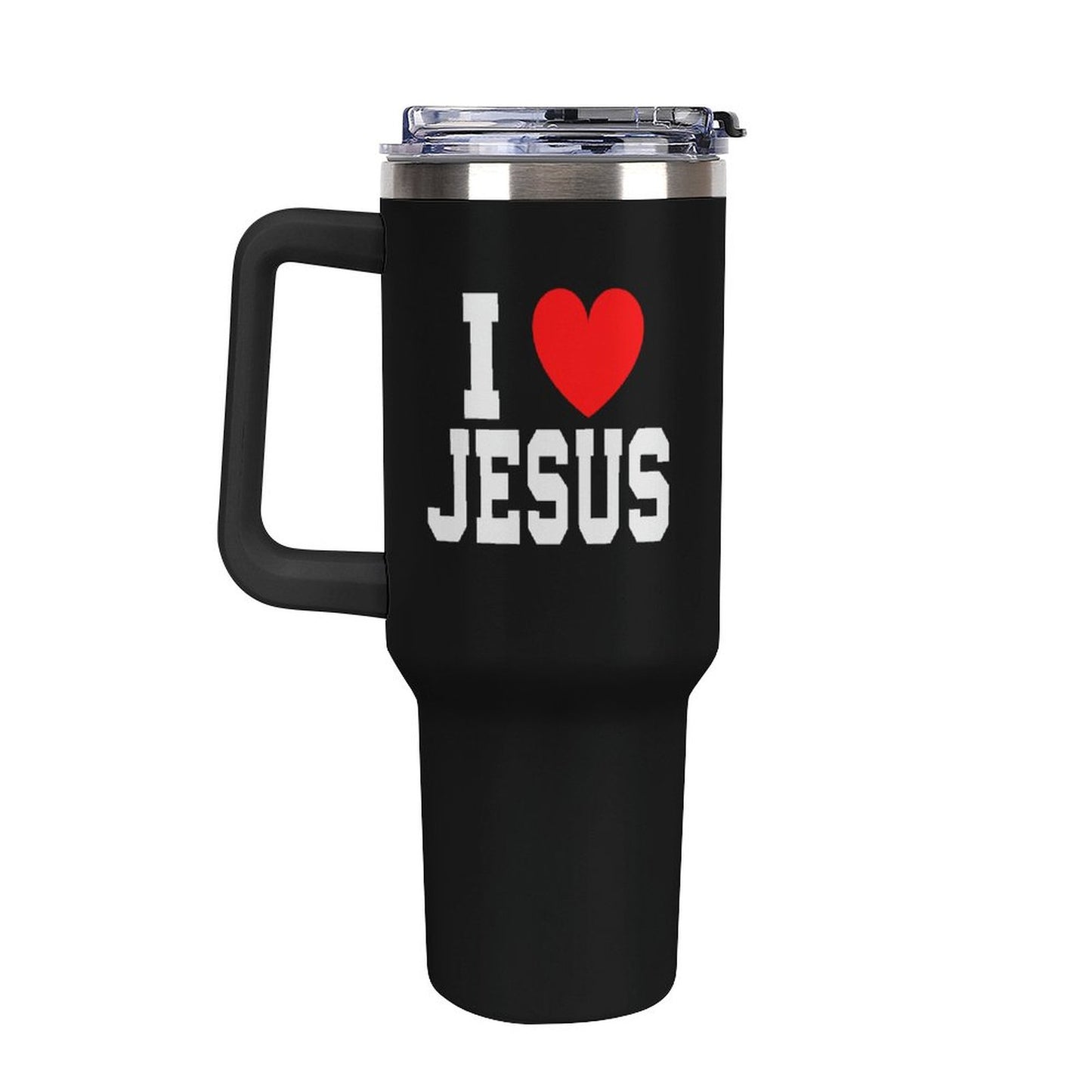 I Love Jesus 40oz Insulated Christian Tumbler with Handle and Straw