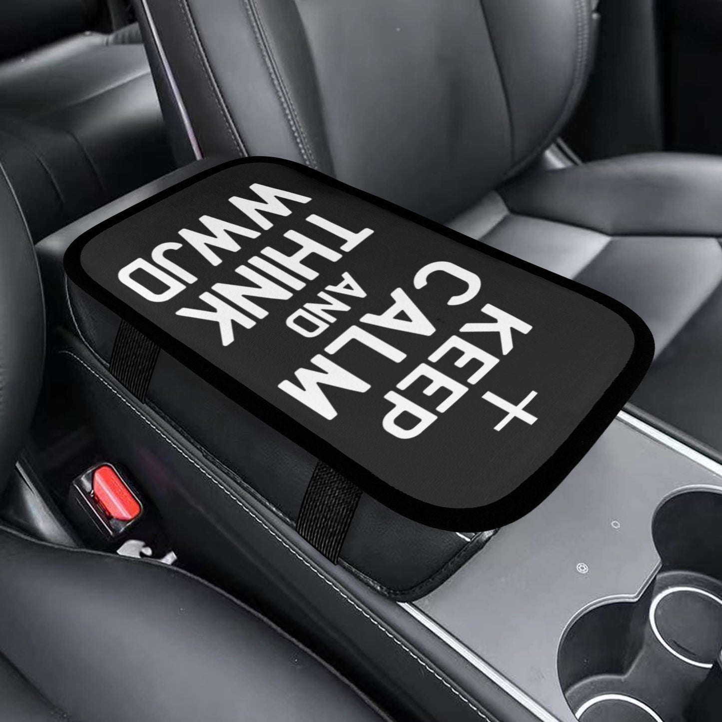 Keep Calm And Think WWJD Funny Christian Car Armrest Cover - ClaimedbyGodDesigns