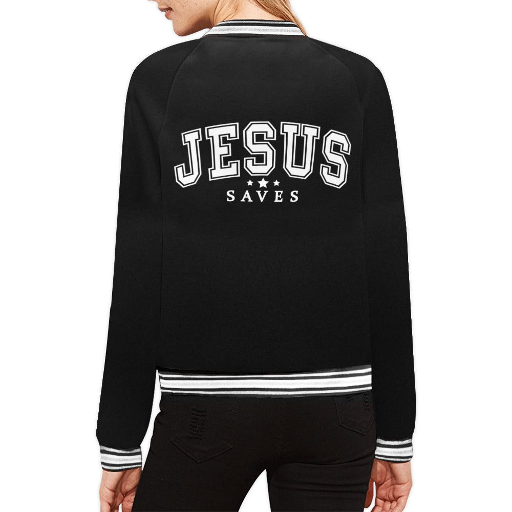 He Saves Christian Bomber Jacket for Women
