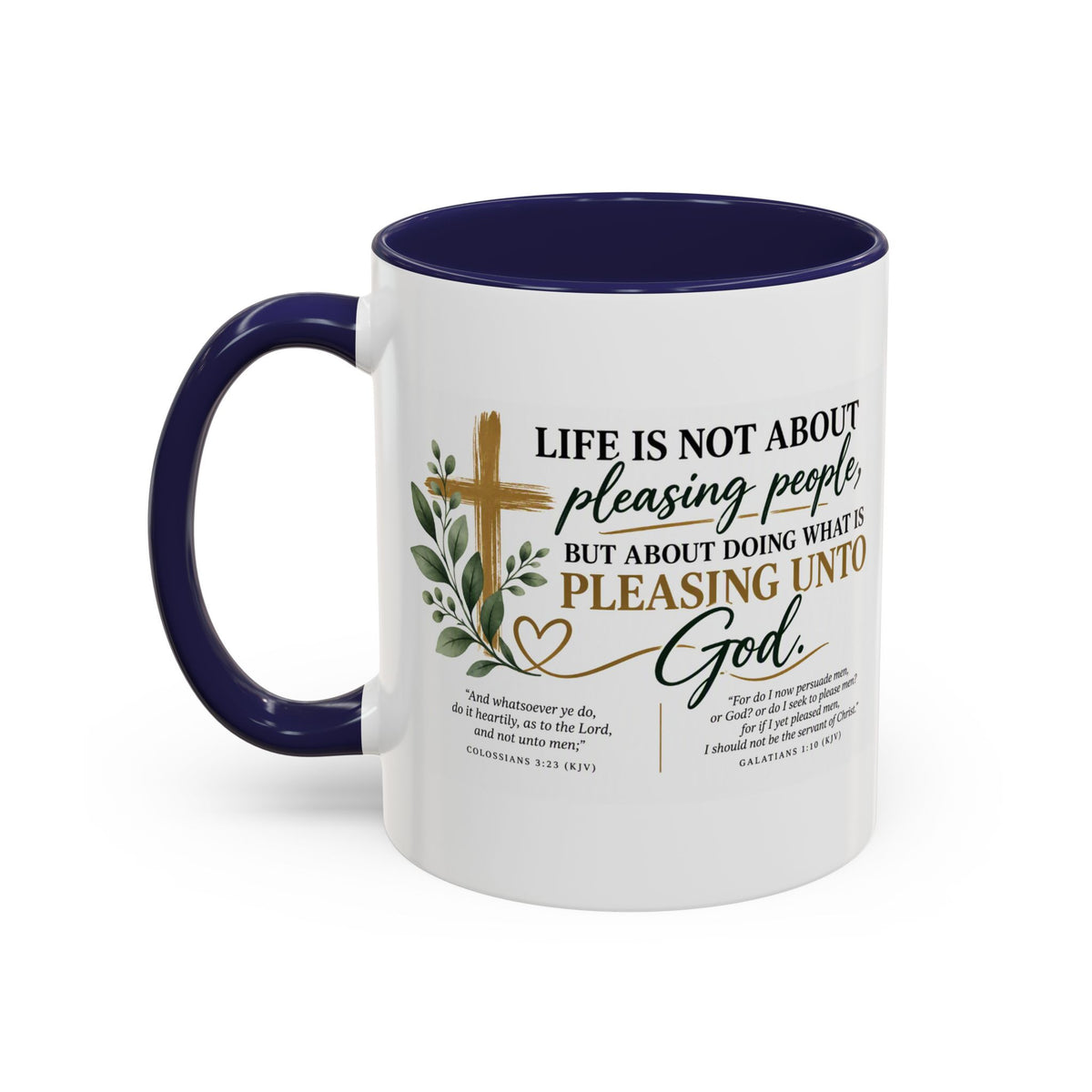Christian Coffee Mug – "Pleasing Unto God" Inspirational Accent Mug (11/15oz)
