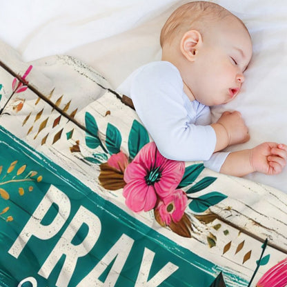 Pray On It, Over It, Through It Christian Flannel Throw Blanket