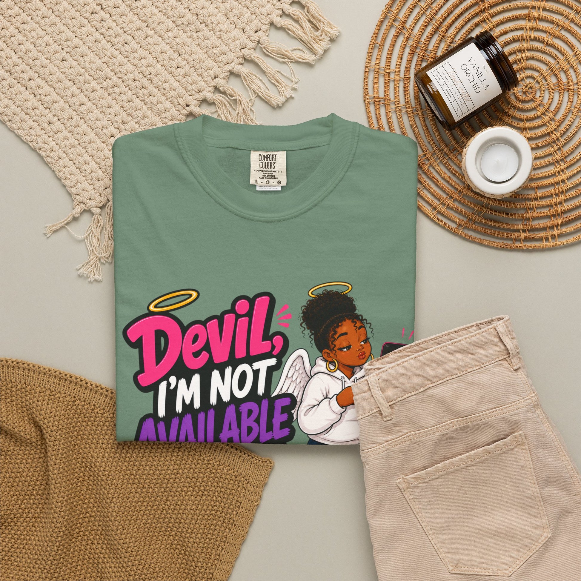 Devil, I’m Not Available for Foolishness T-Shirt — Sassy Black Girl Graphic Tee - ClaimedbyGodDesigns