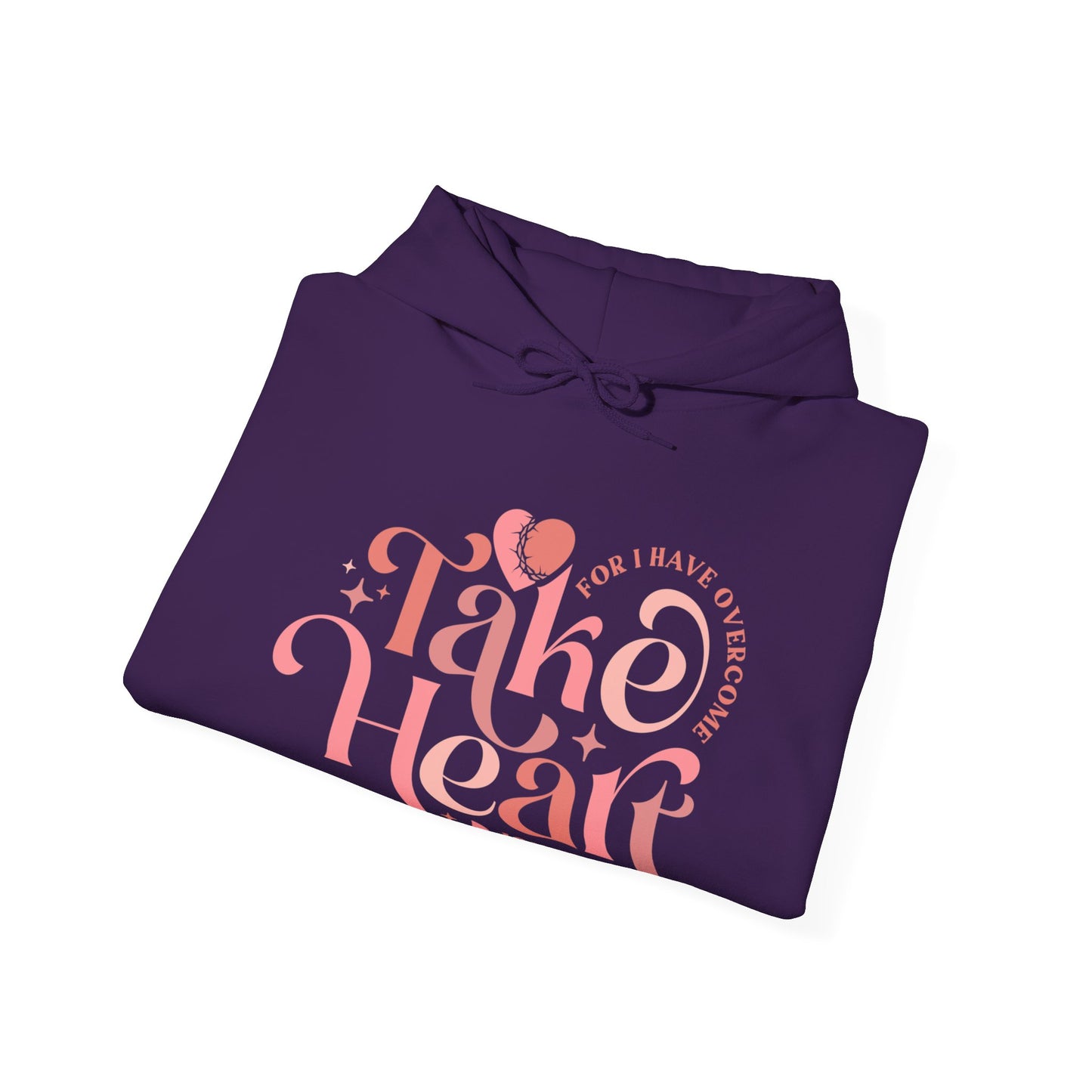 Take Heart For I Have Overcome Unisex Christian Hooded Pullover Sweatshirt