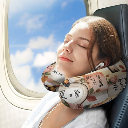 Bible Affirmations (flowered cross) Christian Neck Pillow for Restful Journeys