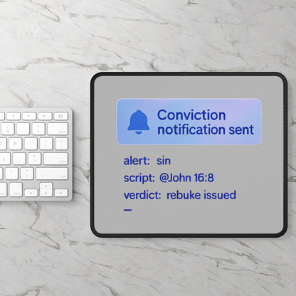 Conviction Notification Gaming Mouse Pad | Unique Desk Accessory for Gamers, Motivational Gift, Home Office Decor - ClaimedbyGodDesigns