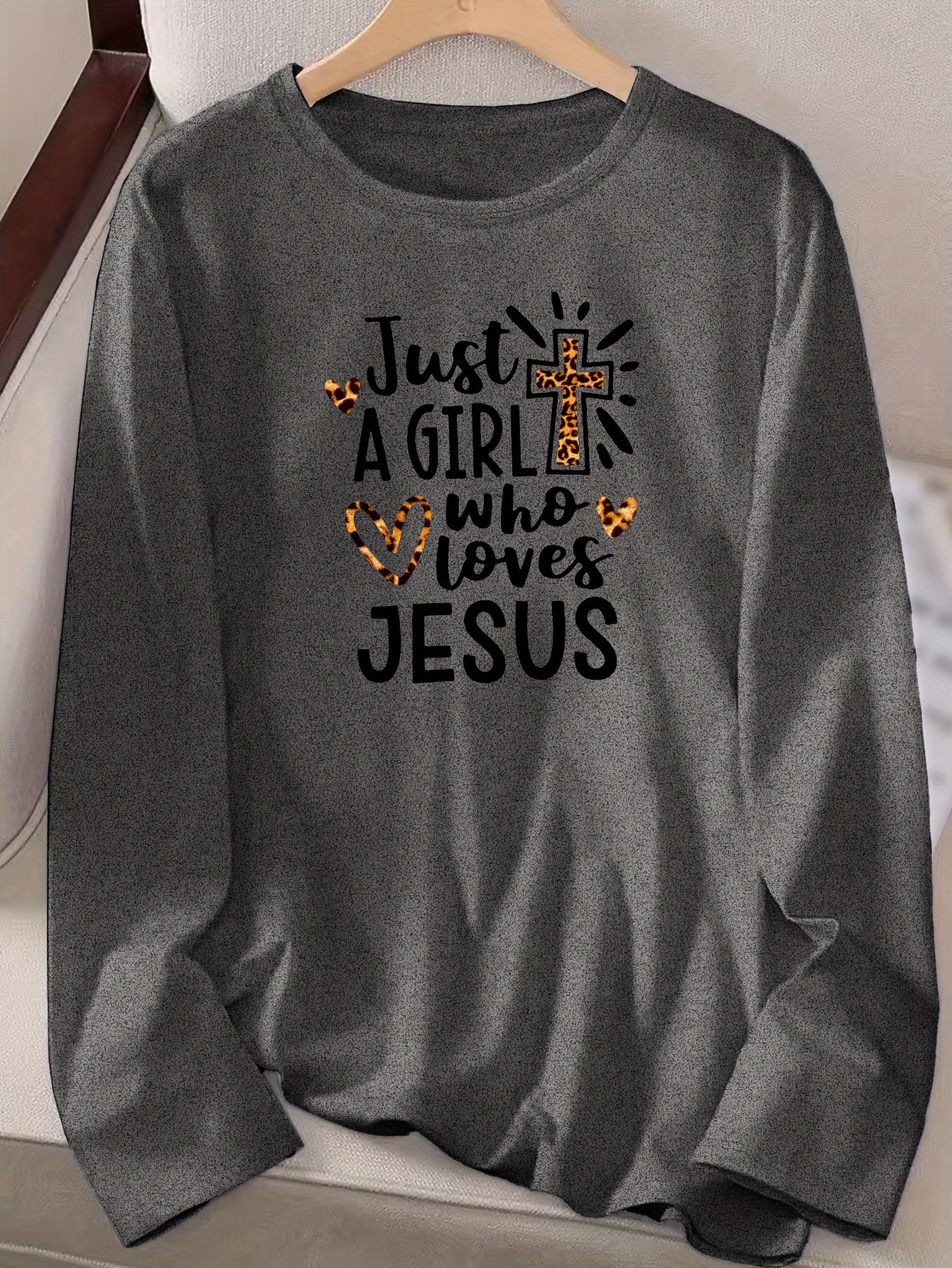 Just A Girl Who Loves Jesus Women's Christian Pullover Sweatshirt claimedbygoddesigns