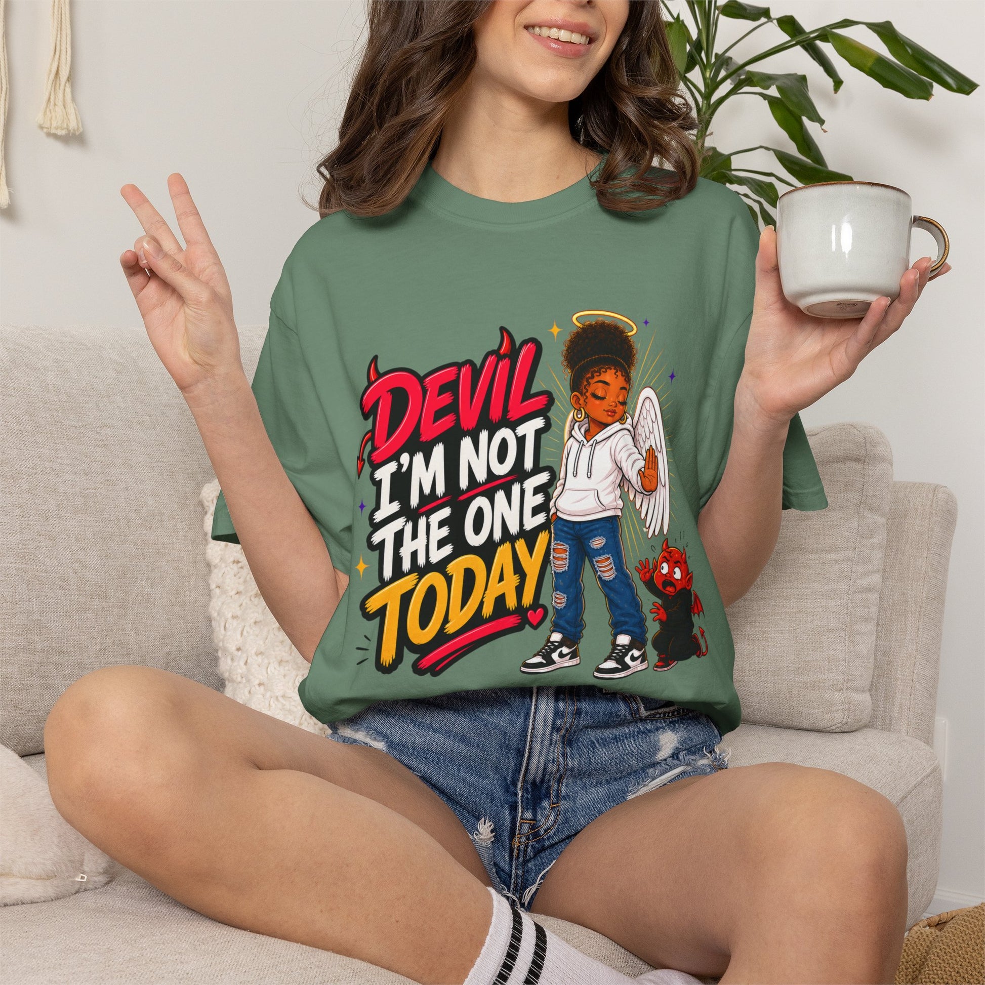 Devil I'm Not the One Today T-Shirt — Funny Angel vs Devil Graphic Tee - ClaimedbyGodDesigns