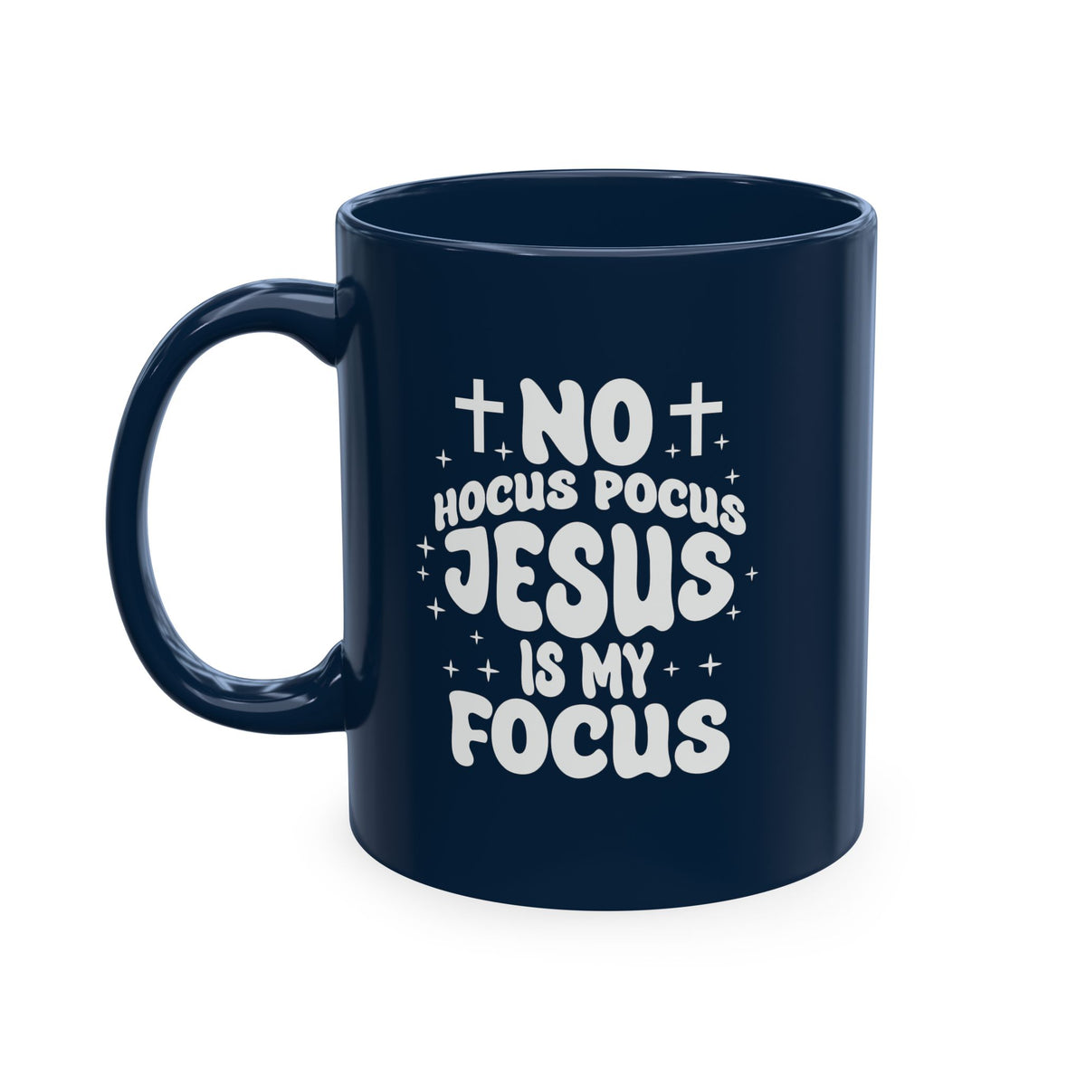 Halloween Mug - "No Hocus Pocus, Jesus Is My Focus" Christian Ceramic Coffee Cup