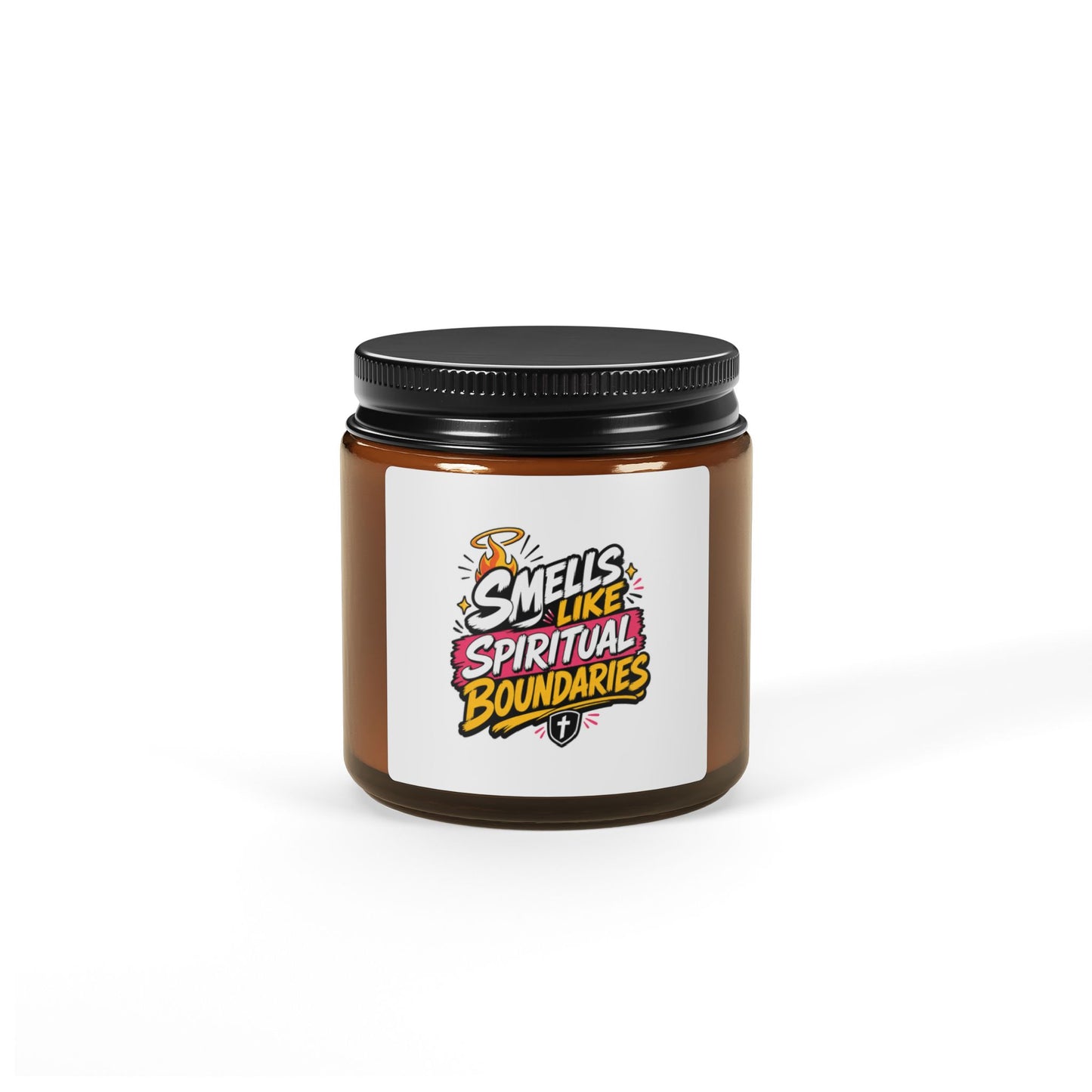 Candle — "Smells Like Spiritual Boundaries" Scented Soy Candle (Amber Jar)
