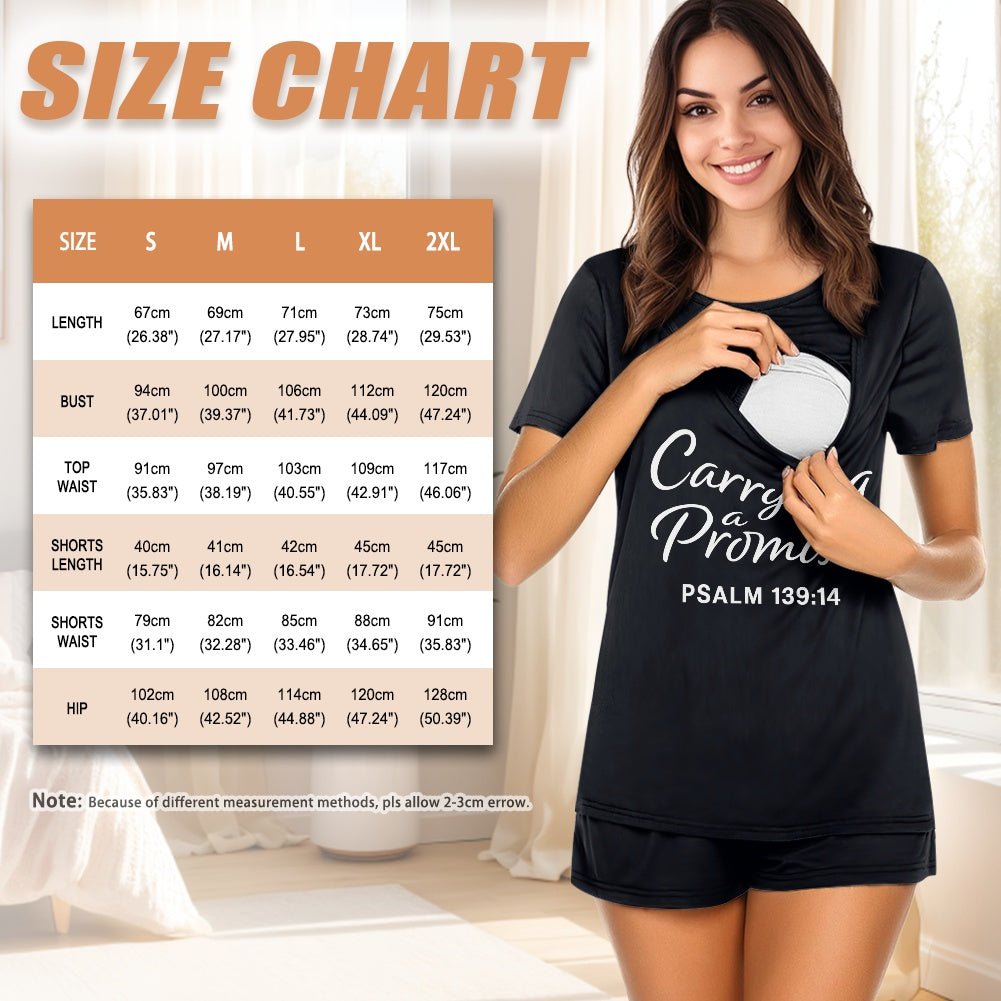 Carrying A Promise Christian Maternity Short Sleeve Pajama Set - ClaimedbyGodDesigns
