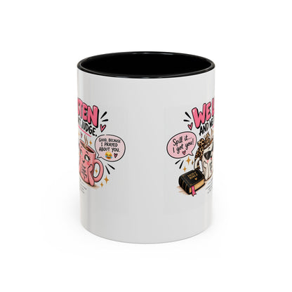 Coffee Mug — "We Listen and We Don't Judge" Inspirational Pink Ceramic Mug (11/15oz)