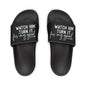 Trendy Youth Slide Sandals - "Watch Him Turn It for My Good" - Summer Footwear, Vacation Ready, Beachwear, Gift for Kids