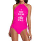 Keep Calm and Think WWJD Women's Christian Halter High Neck 2 - Piece Swimsuit Set - ClaimedbyGodDesigns