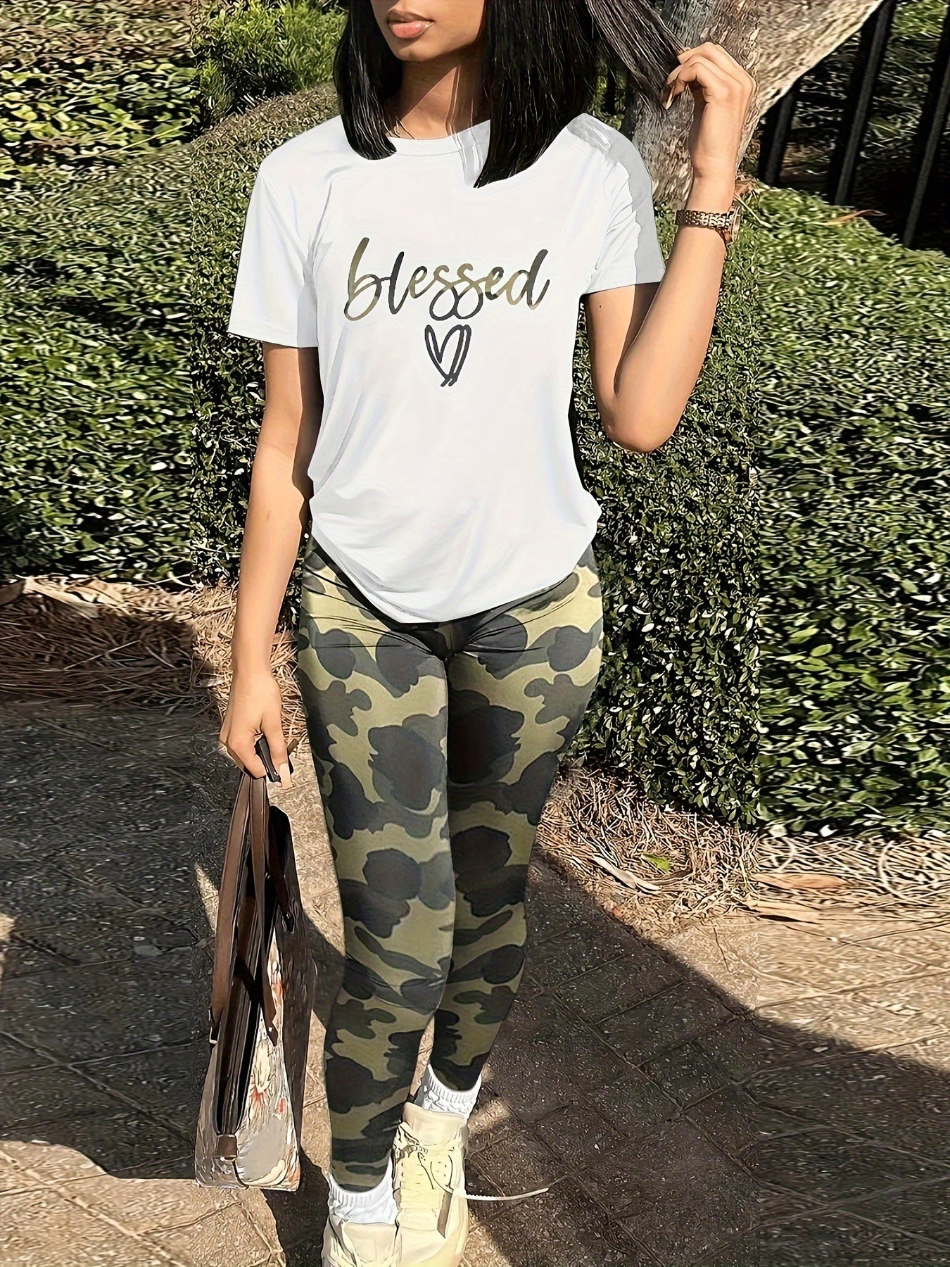 Blessed (camouflage) Women's Christian Casual Outfit claimedbygoddesigns