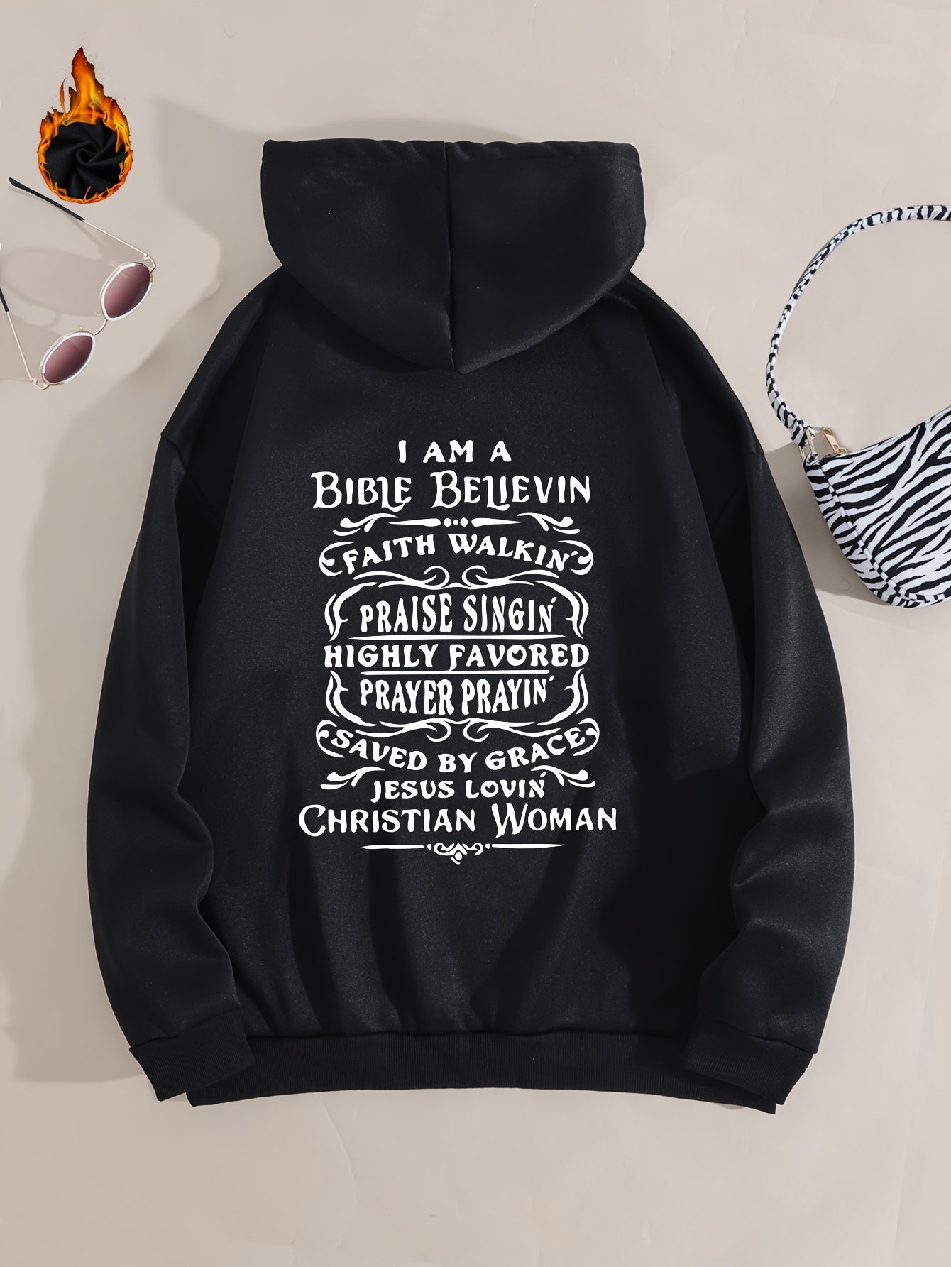 I Am A Bible Believin' Christian Woman Women's Christian Pullover Hooded Sweatshirt claimedbygoddesigns