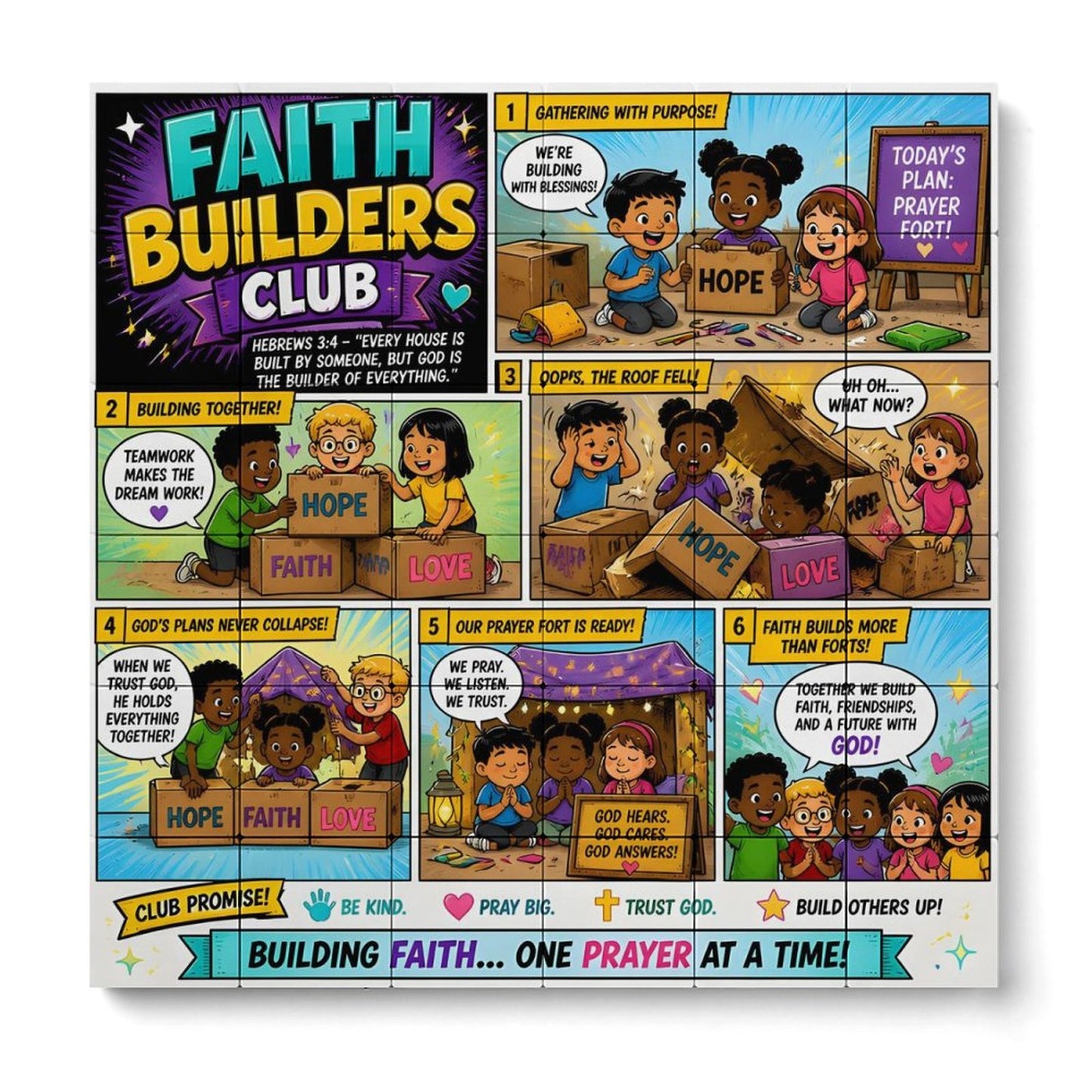 Faith Builders Club – Building Block Puzzle Ornament - ClaimedbyGodDesigns