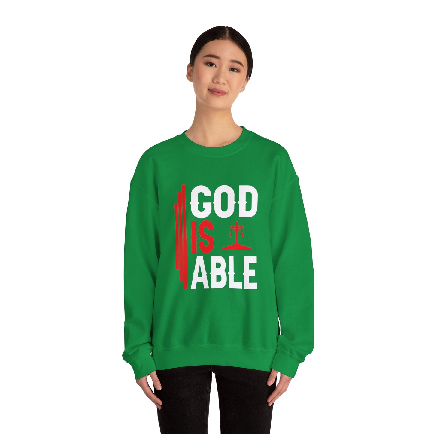 God Is Able  Unisex Heavy Blend™ Crewneck Christian Sweatshirt