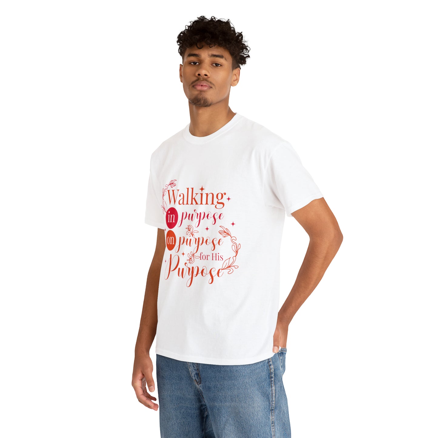 Walking In Purpose On Purpose For His Purpose Unisex Heavy Cotton Tee