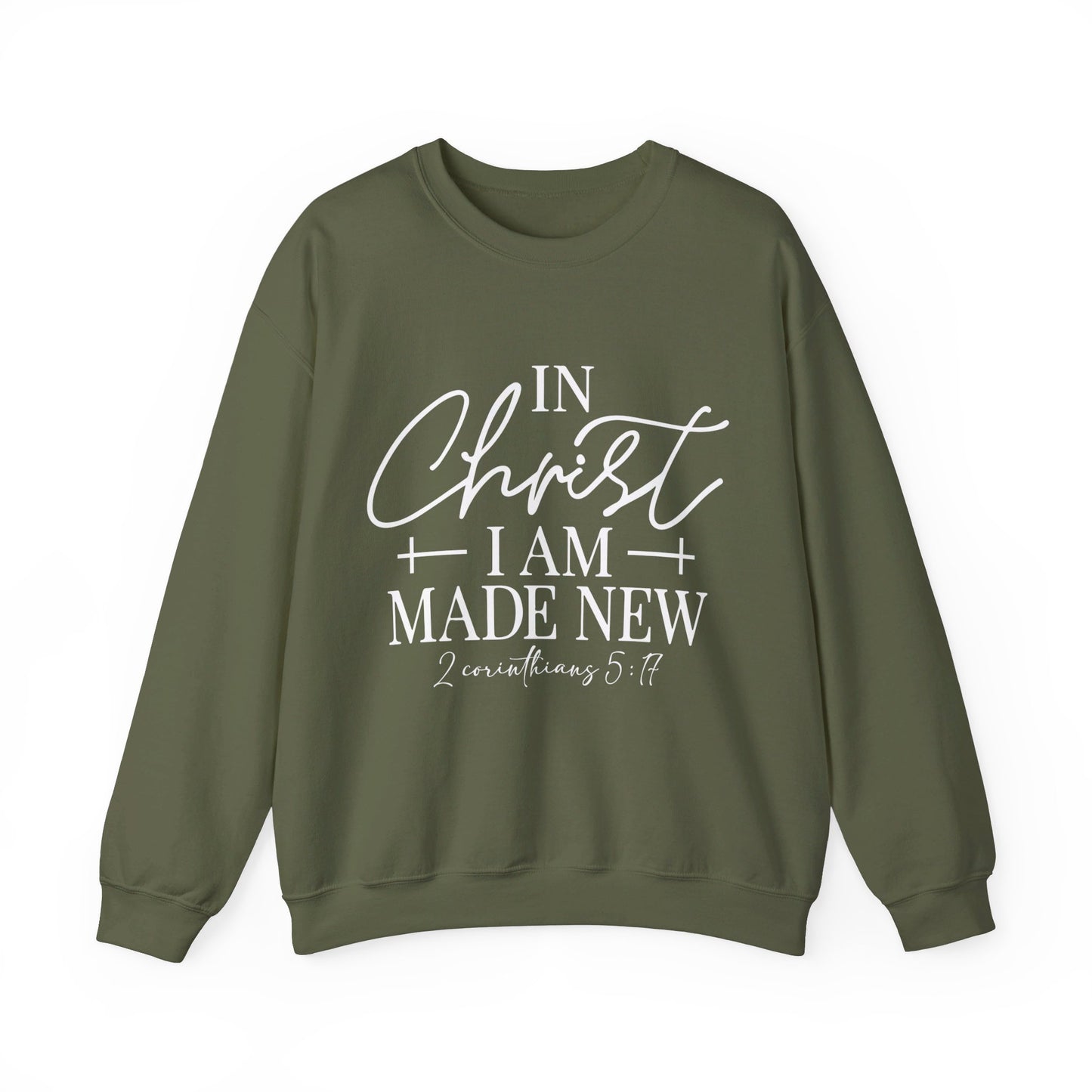 2 Corinthians 5:17 In Christ I Am Made New Unisex Heavy Blend™ Crewneck Christian Sweatshirt