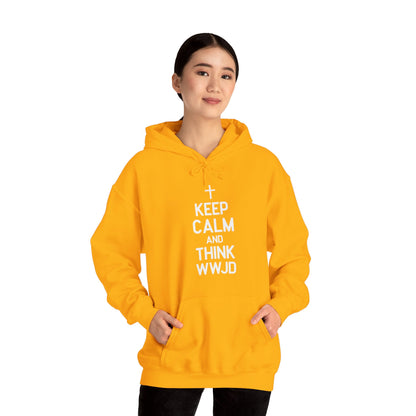 Keep Calm And Think What Would He Do (wwjd)Unisex Christian Hooded Pullover Sweatshirt