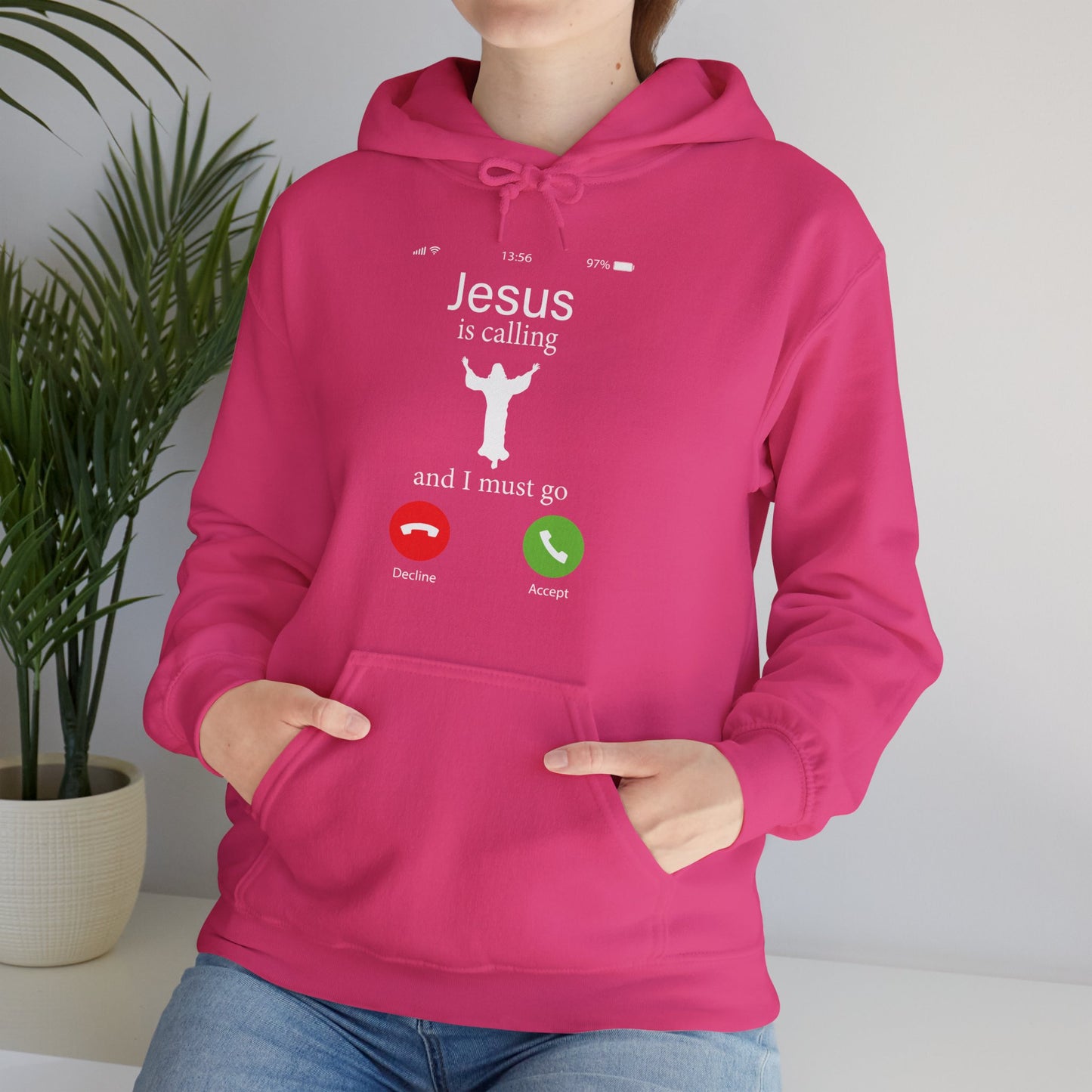 Jesus Is Calling And I Must Go Bible Emergency Numbers Funny  Unisex Christian Hooded Pullover Sweatshirt