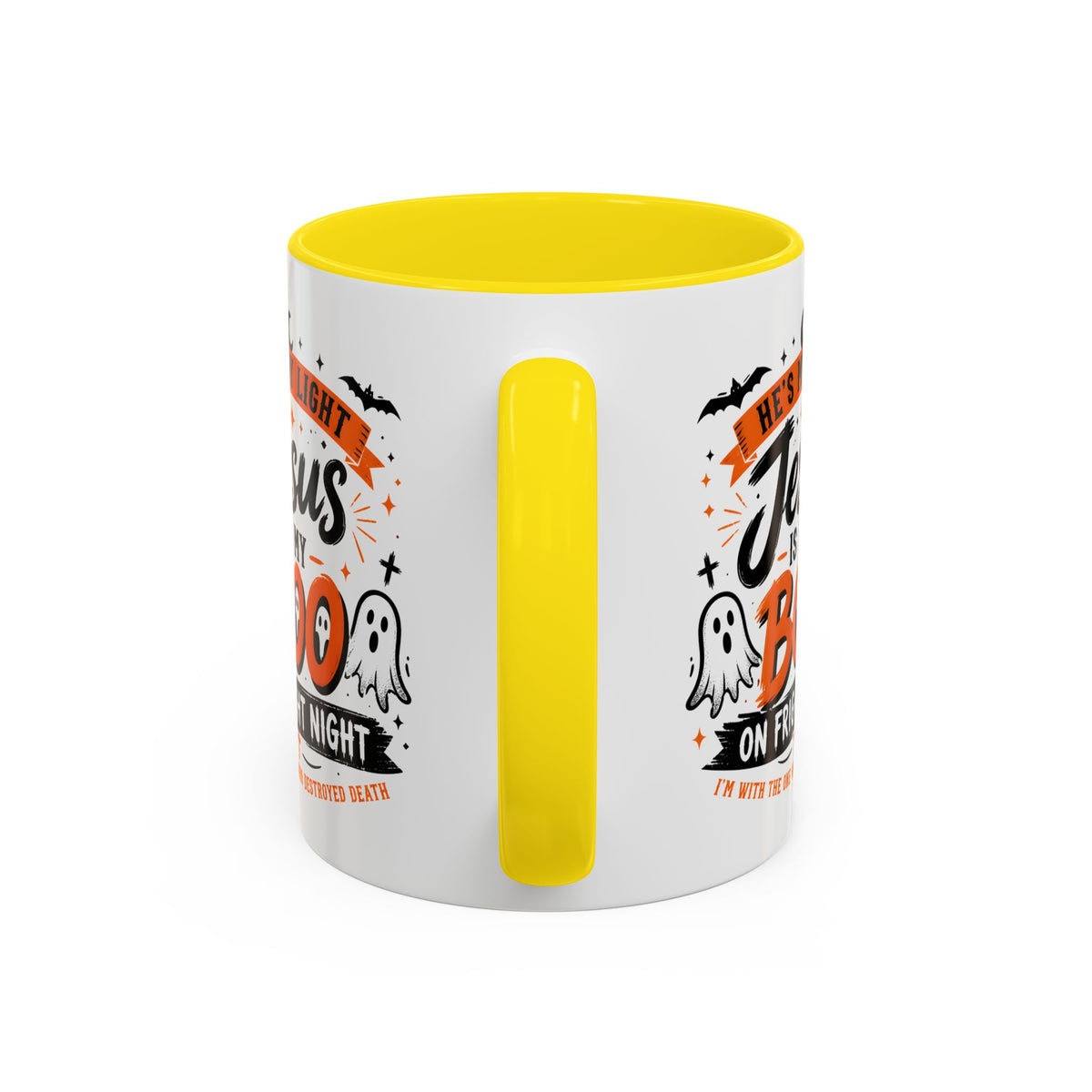 Christian Coffee Mug — "He's My Light, Jesus Is My Boo" Halloween Accent Mug