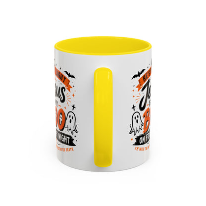 Christian Coffee Mug — "He's My Light, Jesus Is My Boo" Halloween Accent Mug