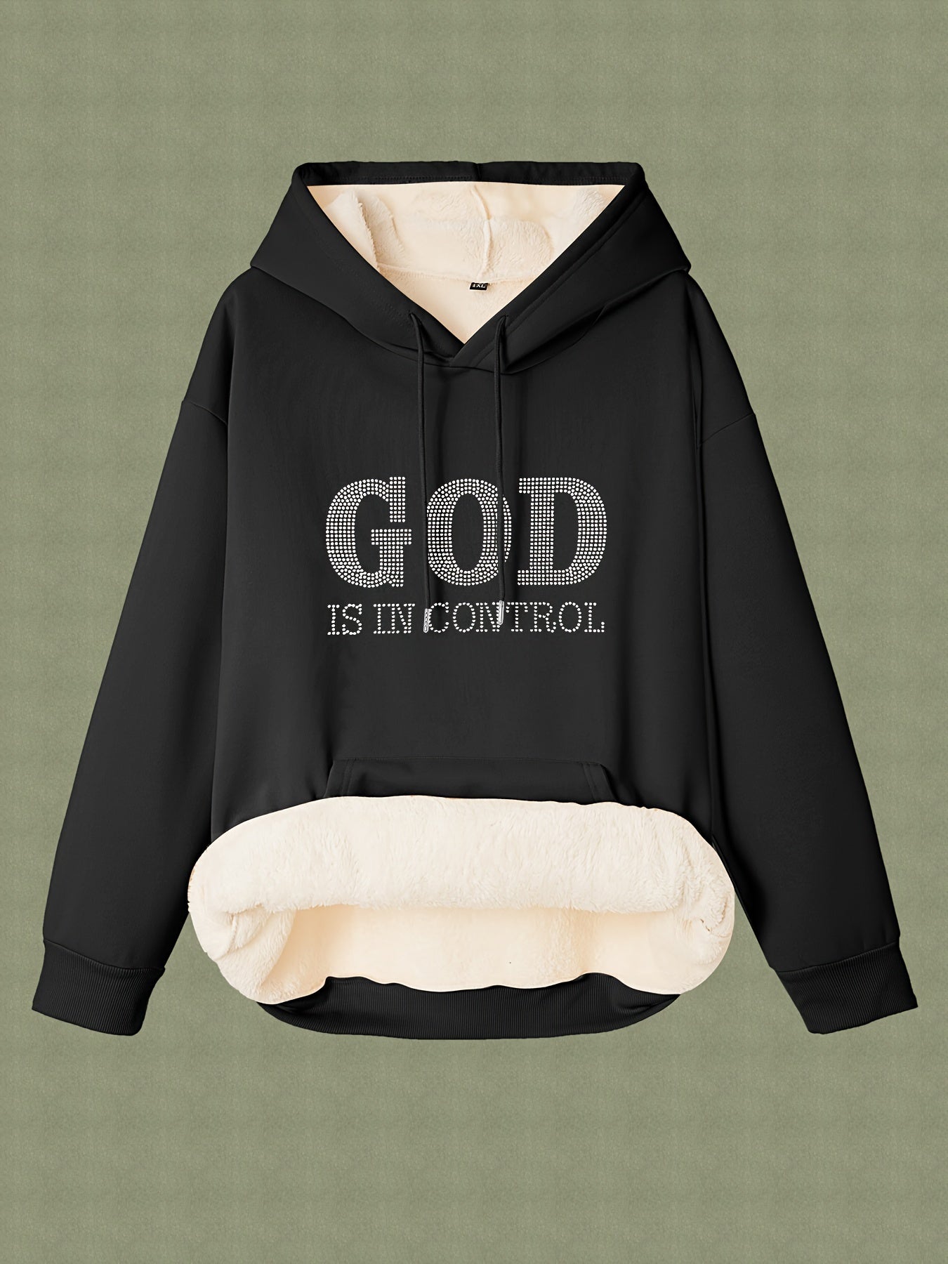 God Is In Control Plus Size Women's Christian Pullover Hooded Sweatshirt claimedbygoddesigns